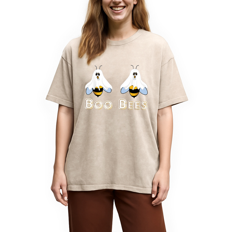 Modecanvas Cute Funny Boobees Halloween Washed T-Shirt