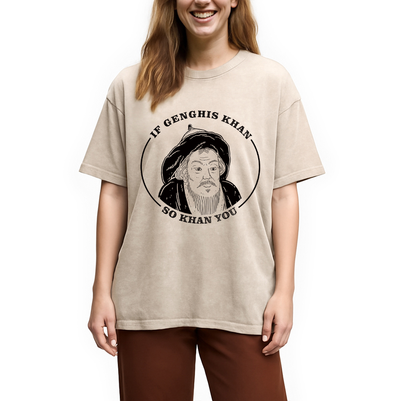 Modecanvas If Genghis Khan Washed T-Shirt