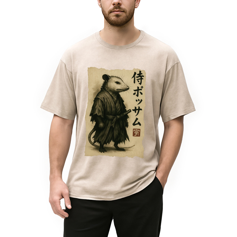 Modecanvas Samurai Opossum Washed T-Shirt