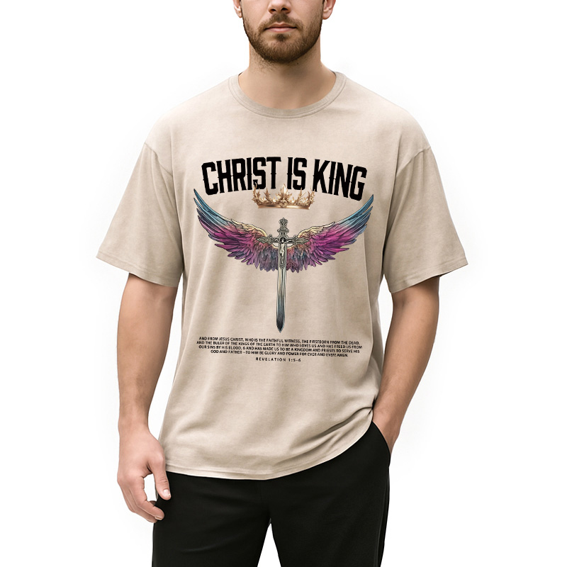 Modecanvas Christ Is King Christian Washed T-Shirt