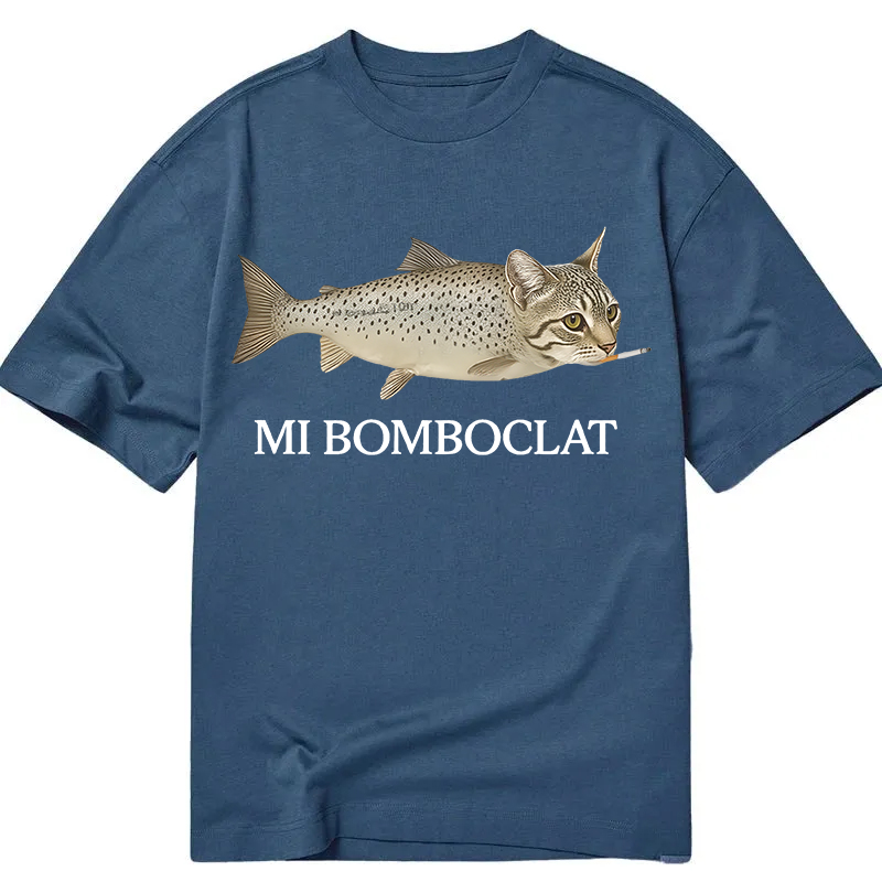 Modecanvas Bomboclat Fish Cat Meme DTG Printing Classic T-Shirt-modecanvas
