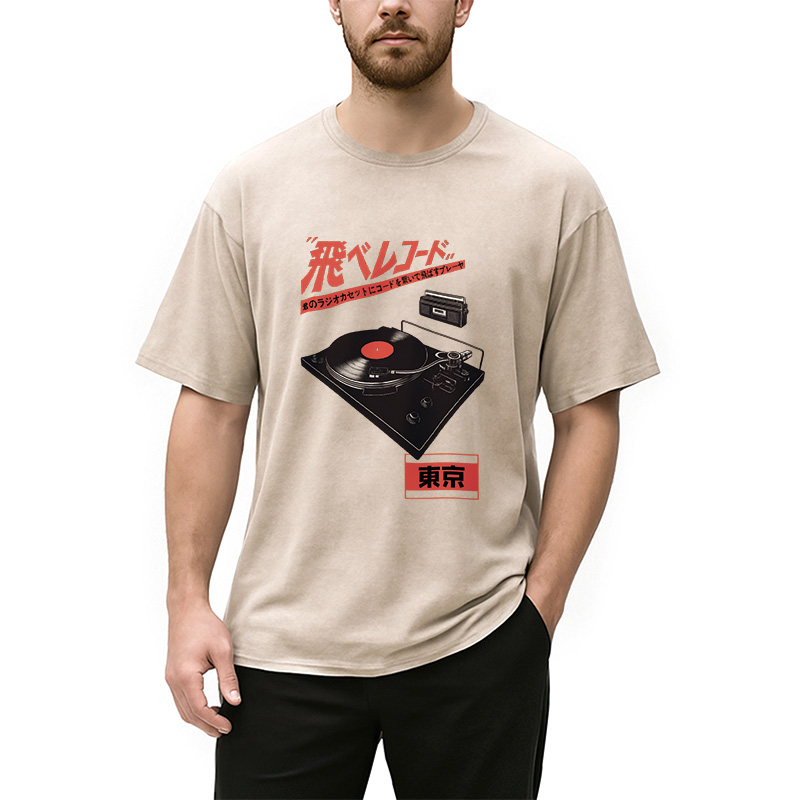 Modecanvas Retro Japanese Tokyo Music Washed T-Shirt