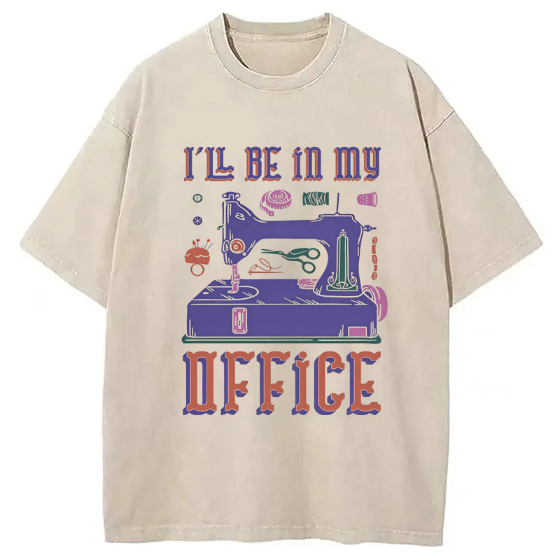 Modecanvas Funny Sewing Machine Seamstress Tailor DTG Printing Washed T-Shirt