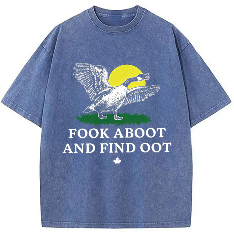 Modecanvas Fook Aboot And Find Oot DTG Printing Washed T-Shirt