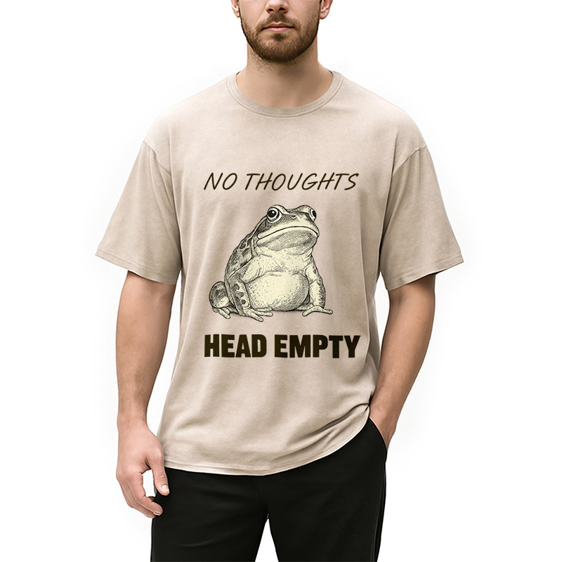 Modecanvas No Thoughts Frog Washed T-Shirt