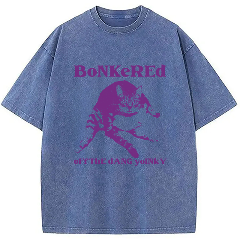 Modecanvas Bonkered Off The Dang Yoinky Cat Meme Washed T-Shirt