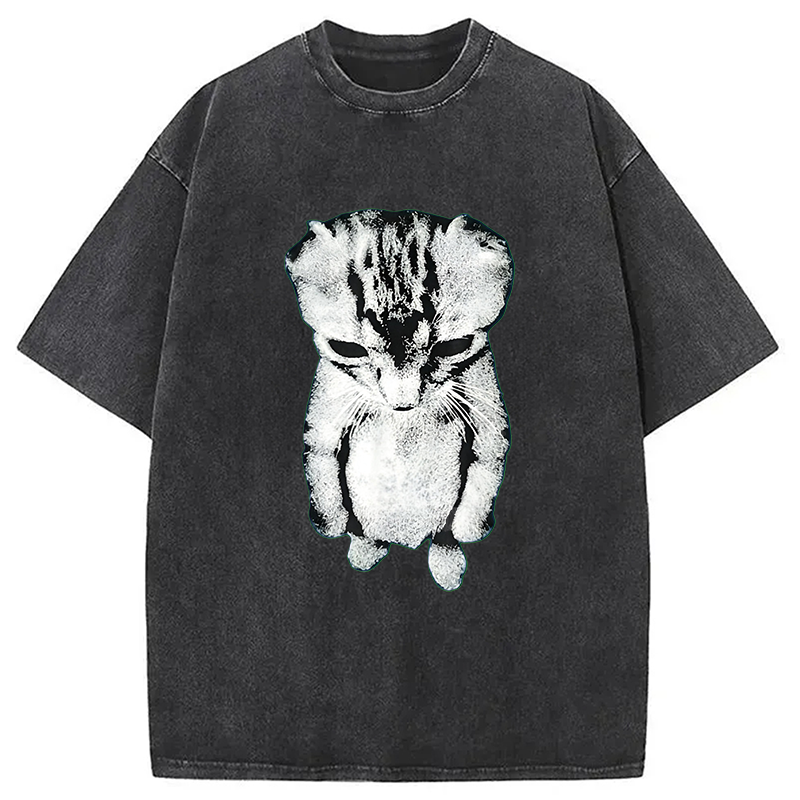 Modecanvas El Gato Munchkin Kitten DTG Printing Washed T-Shirt