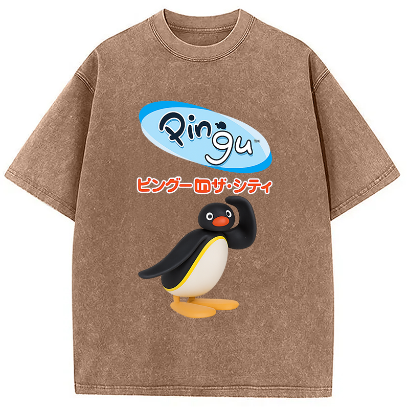 Modecanvas Pingu In The City Japanese Washed T-Shirt