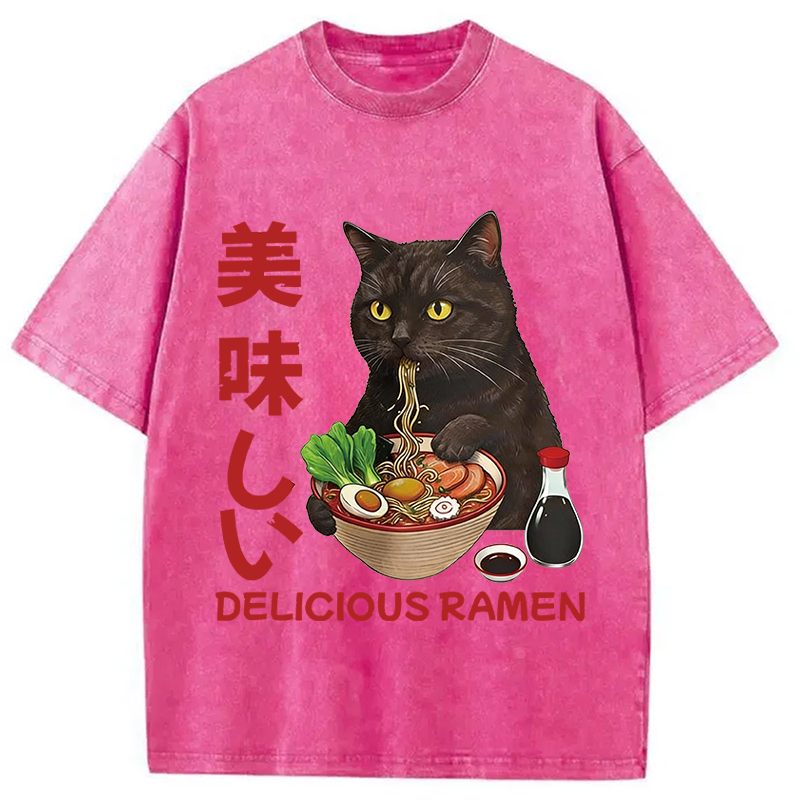 Modecanvas Delicious Ramen DTG Printing Washed T-Shirt