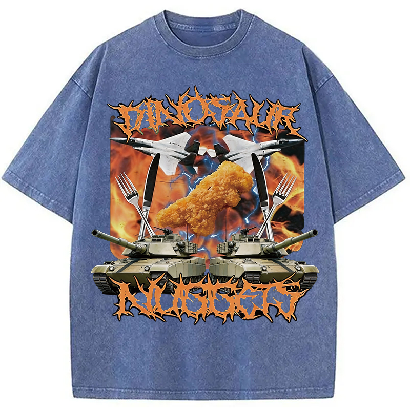 Modecanvas Funny Dinosaur Chicken Washed T-Shirt