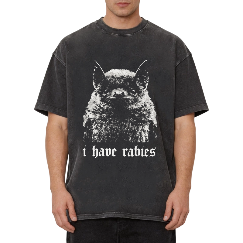 Modecanvas I Have Rabies DTG Printing Washed T-Shirt