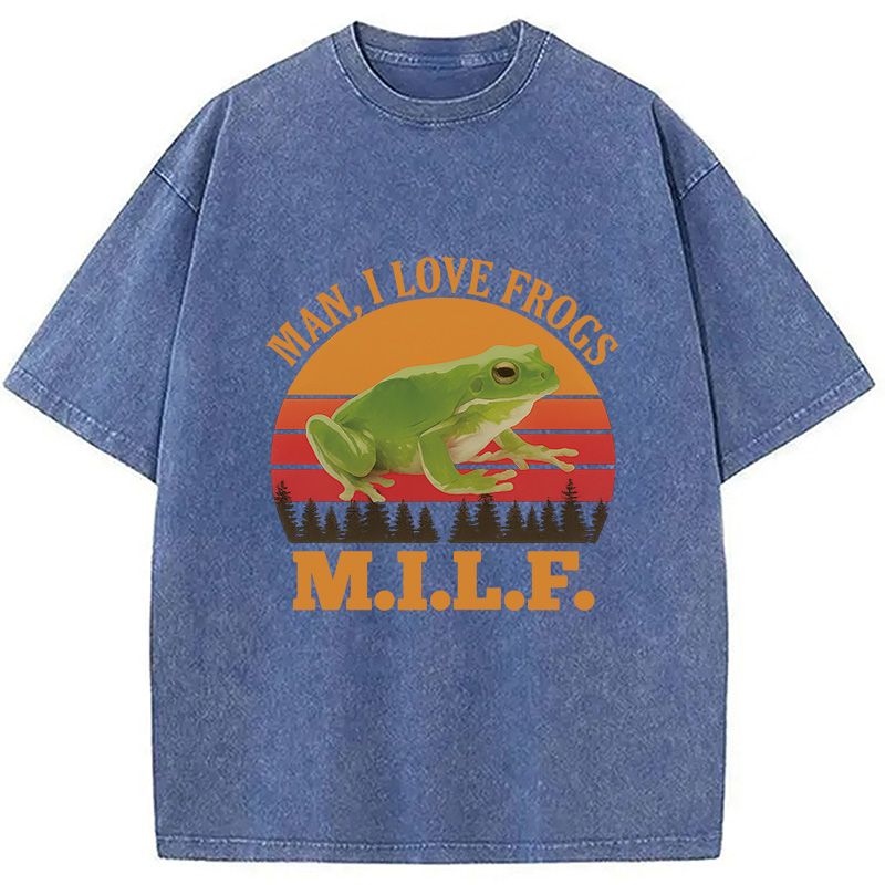 Modecanvas M.I.L.F. Vintage Frog Washed T-Shirt