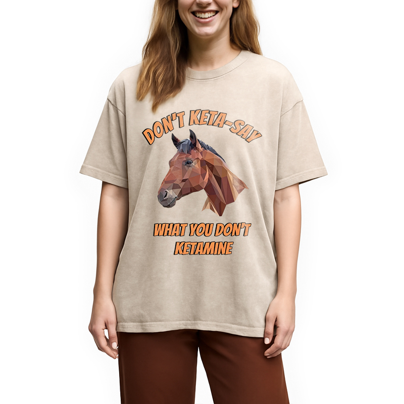 Modecanvas Funny Horse Special K DTG Printing Washed T-Shirt