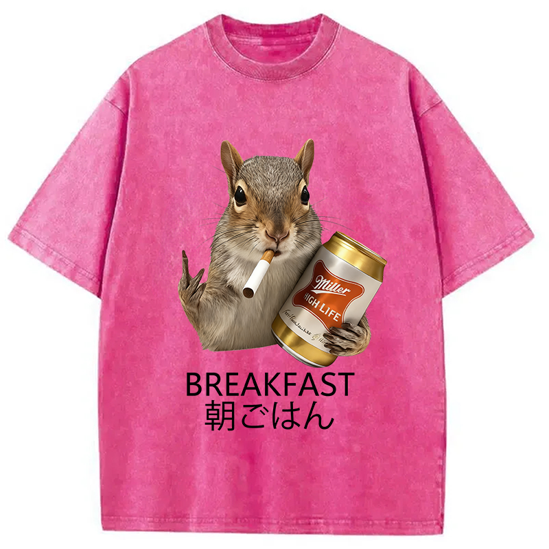 Modecanvas Funny Breakfast Washed T-Shirt