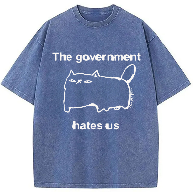 Modecanvas The Government Hates Us DTG Printing Washed T-Shirt