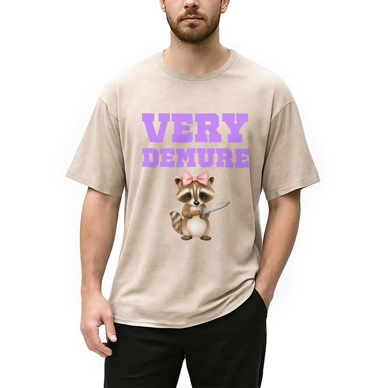 Modecanvas Very Demure Raccoon Washed T-Shirt