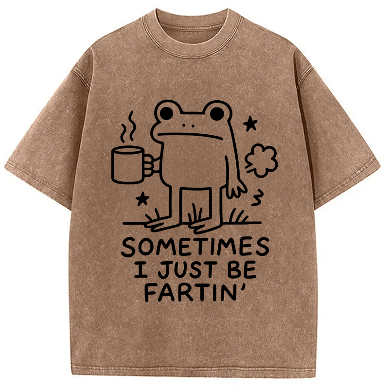 Modecanvas Sometimes A Frog Just Needs To Fart DTG Printing Washed T-Shirt