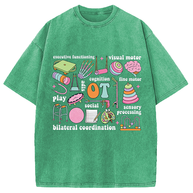 Modecanvas Funny Healthcare Meme DTG Printing Washed T-Shirt