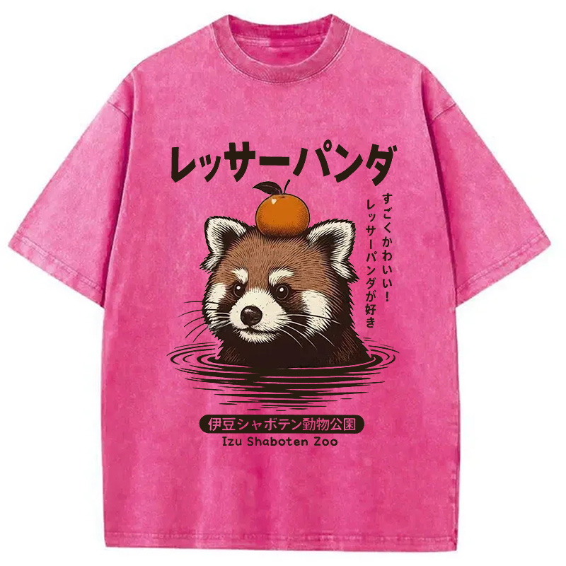 Modecanvas Cute Red Panda Washed T-Shirt