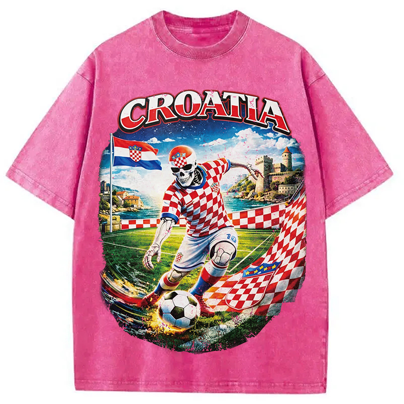 Modecanvas Croatia Soccer DTG Printing Washed T-Shirt