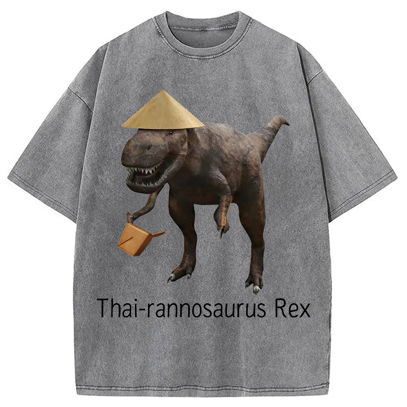Modecanvas Thai-rannosaurus Rex DTG Printing Washed T-Shirt