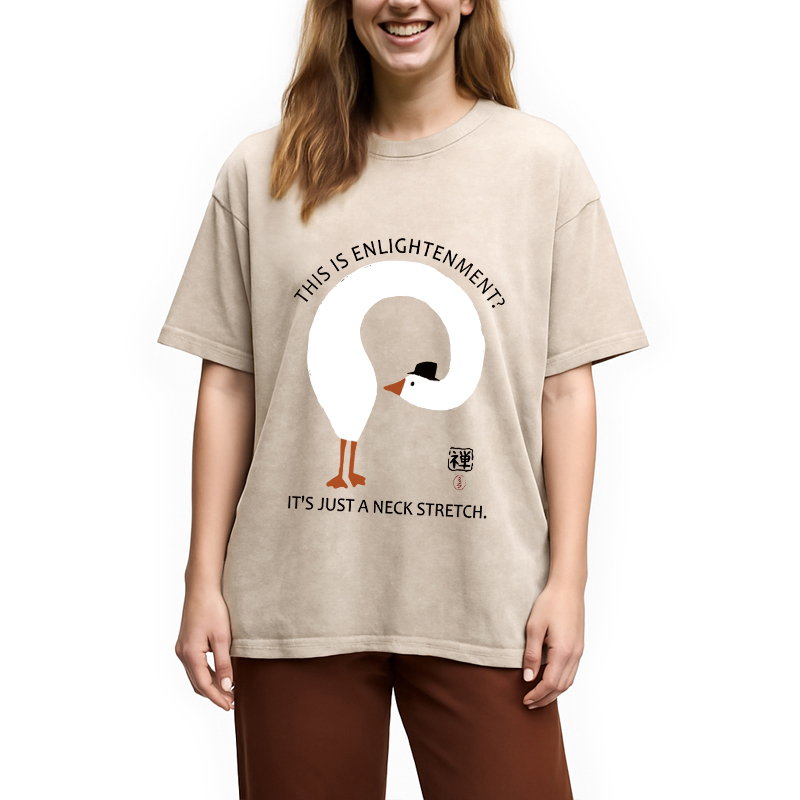 Modecanvas Funny Neck Stretch Of Zen Washed T-Shirt