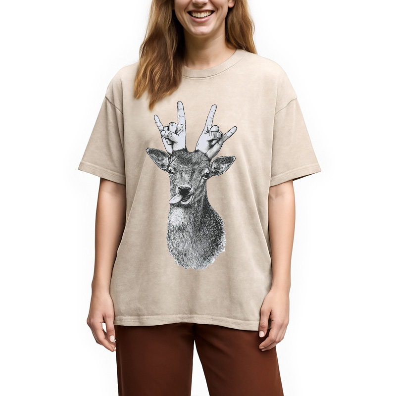 Modecanvas Party Deer Washed T-Shirt