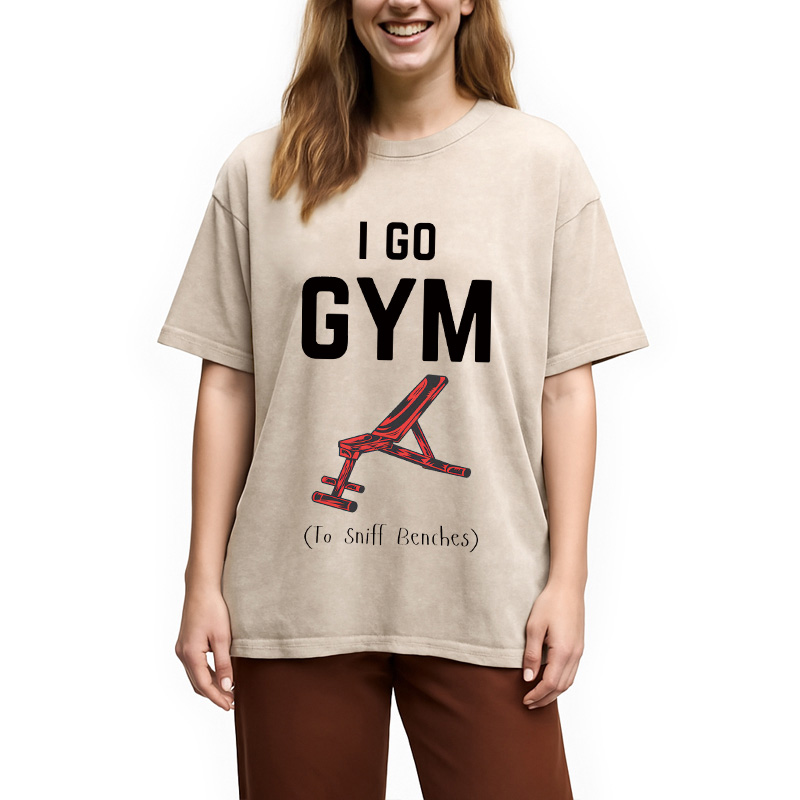 Modecanvas I Go GYM Funny Washed T-Shirt