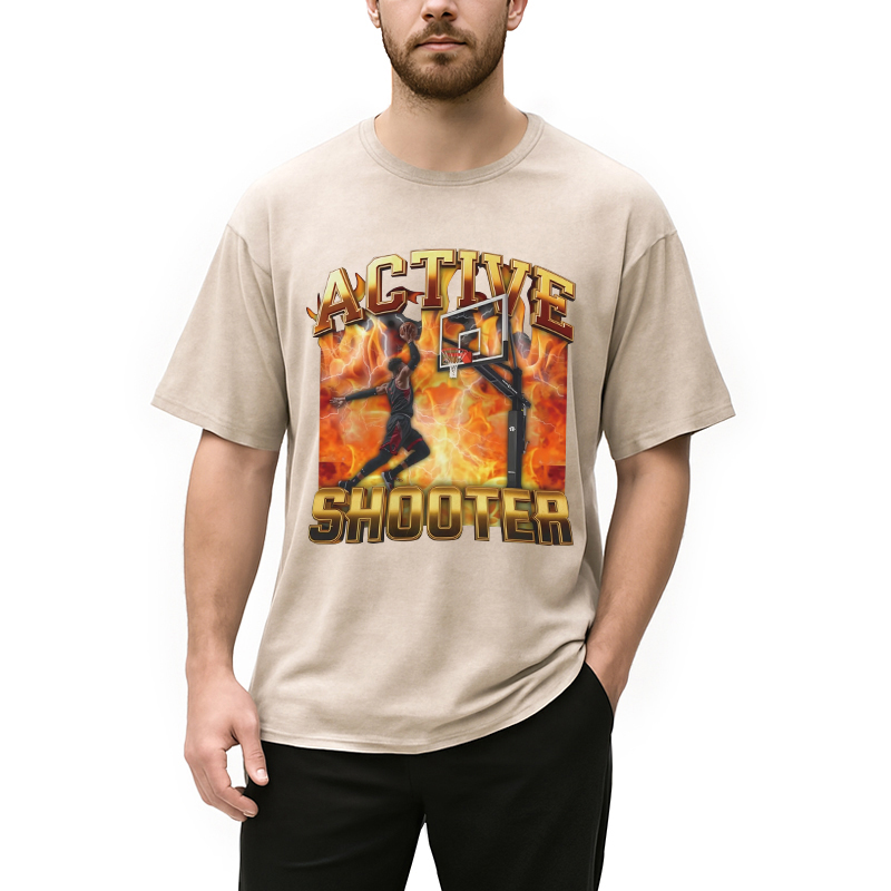 Modecanvas Elite Shooter Basketball Washed T-Shirt