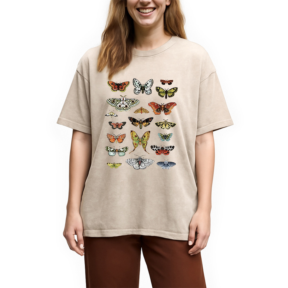 Modecanvas Butterfly History Washed T-Shirt