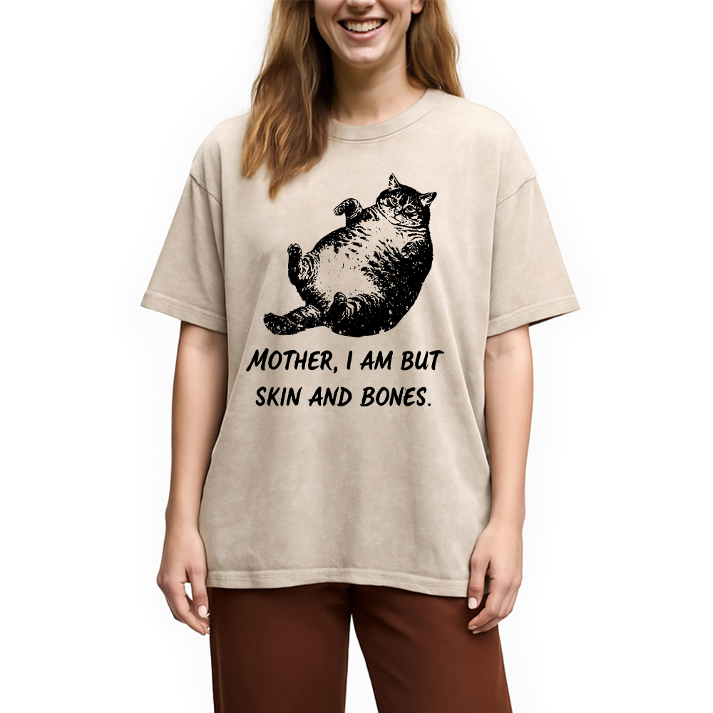 Modecanvas Overweight Cat Washed T-Shirt