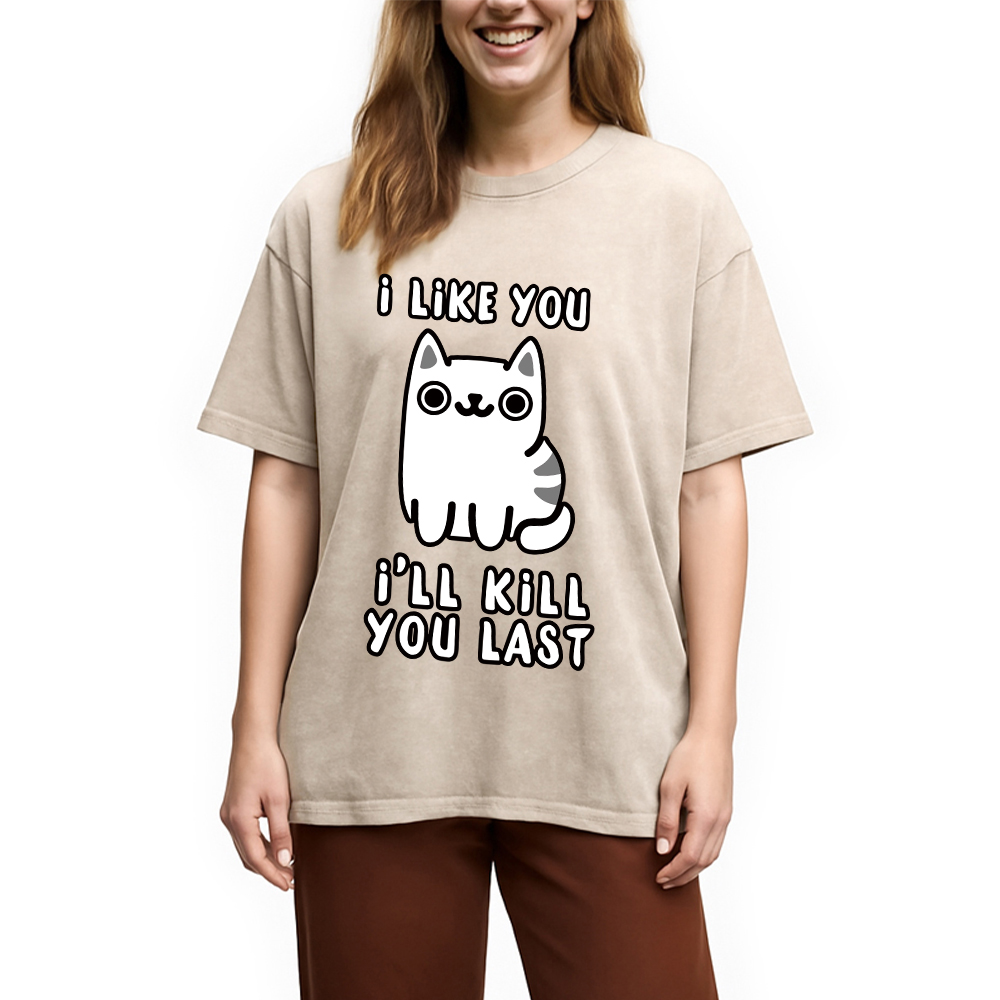 Modecanvas Cats And Humans Washed T-Shirt