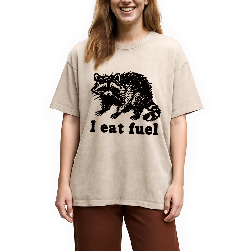 Modecanvas Funny Raccoon Sarcastic Meme Washed T-Shirt