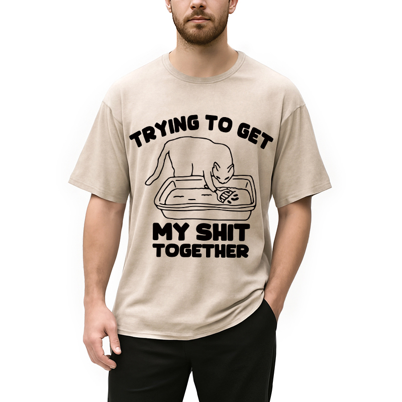 Modecanvas Cleaner Cat Washed T-Shirt