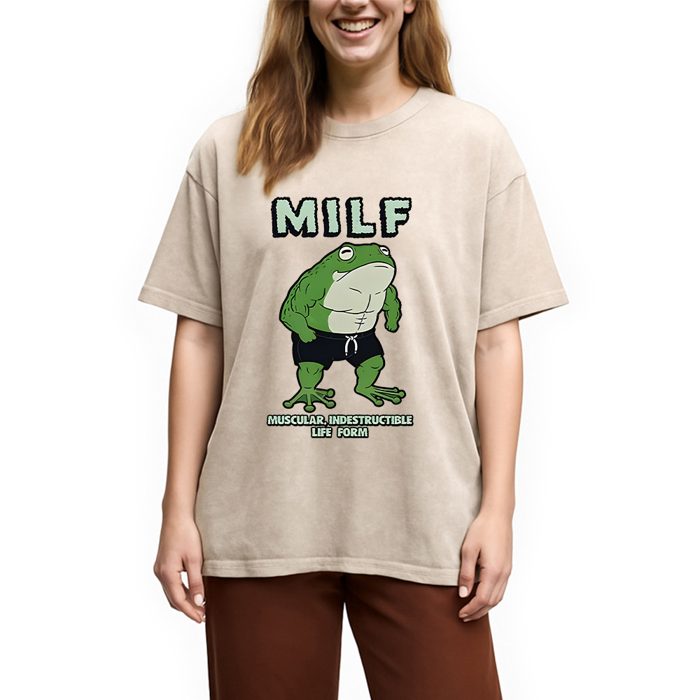 Modecanvas MILF Frog Washed T-Shirt