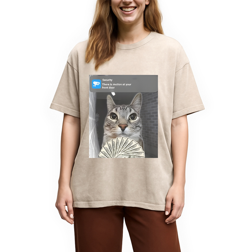 Modecanvas Ring Cat Meme Washed T-Shirt