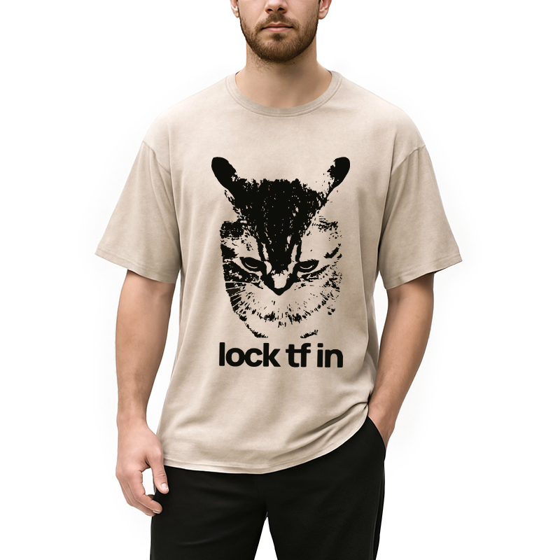 Modecanvas Lock TF In Cat Washed T-Shirt