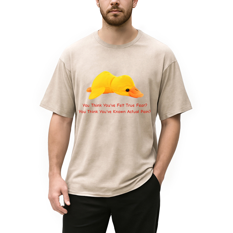Modecanvas Embarrassed Duck Meme DTG Printing Washed T-Shirt