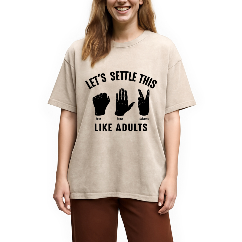 Modecanvas Solve The Problem With Rock-Paper-Scissors DTG Printing Washed T-Shirt