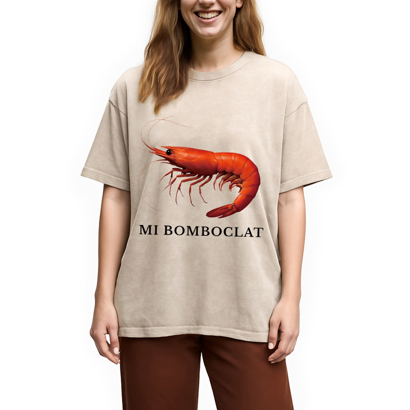Modecanvas Mi Bomboclat Shrimp Meme Washed T-Shirt