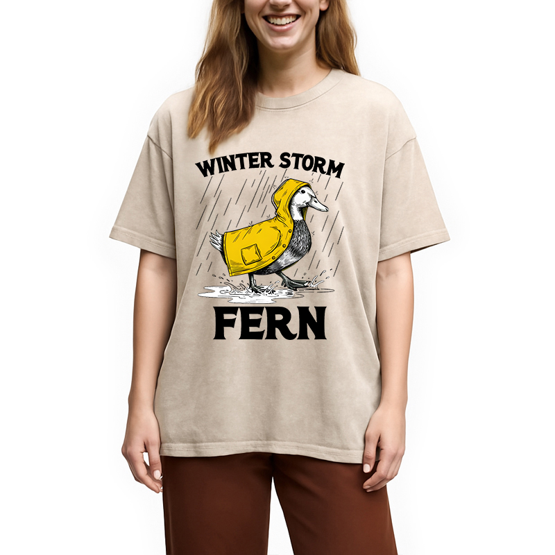 Modecanvas Winter Storm Fern 2026 DTG Printing Washed T-Shirt