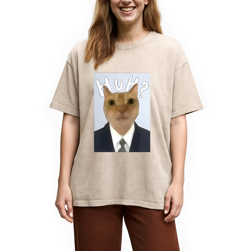Modecanvas Cntonio Cat DTG Printing Washed T-Shirt