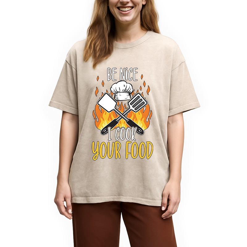 Modecanvas I Cook Your Food DTG Printing Washed T-Shirt