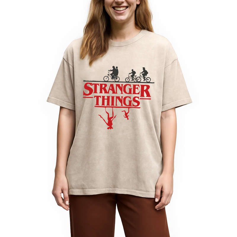 Modecanvas Stranger Things DTG Printing Washed T-Shirt
