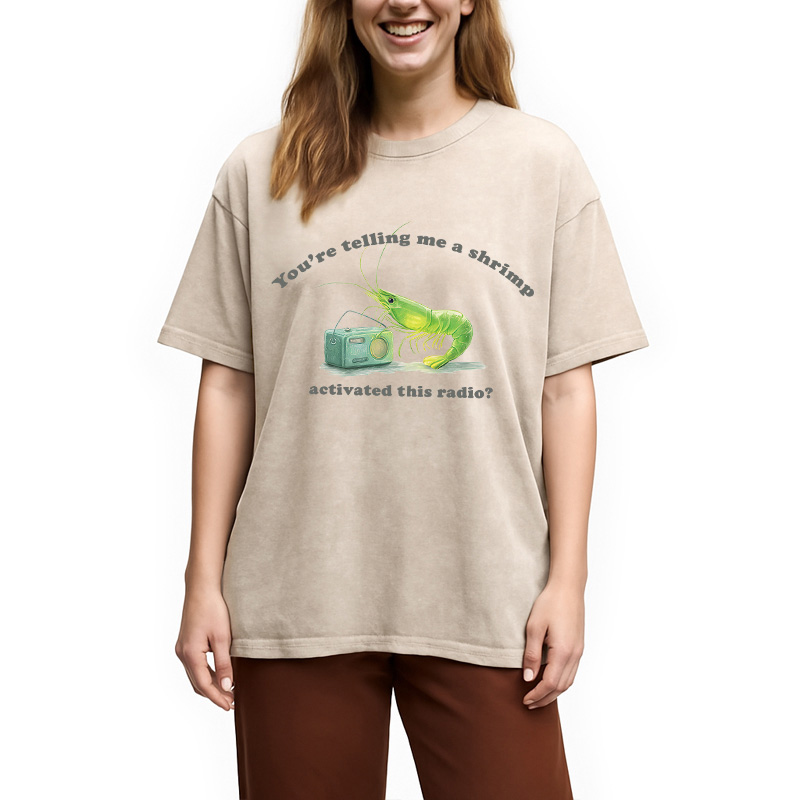 Modecanvas Radioactive Shrimp DTG Printing Washed T-Shirt