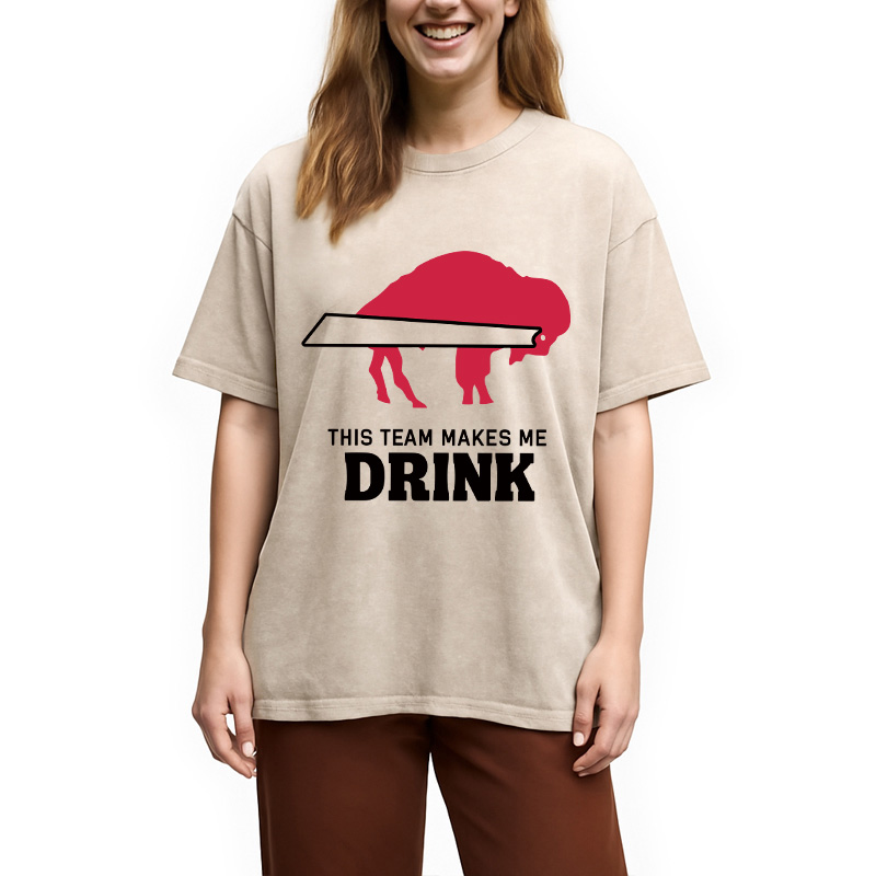 Modecanvas BILLS MAKES ME DRINK DTG Printing Washed T-Shirt