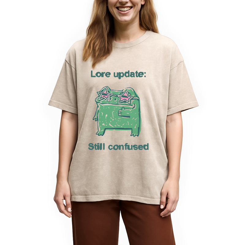 Modecanvas Lore Update Still Confused Frog DTG Printing Washed T-Shirt