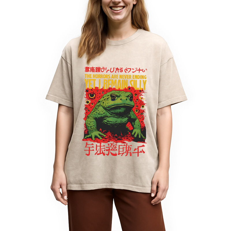 Modecanvas The Horrors Are Never Ending DTG Printing Washed T-Shirt