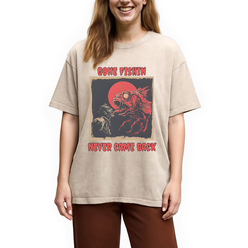 Modecanvas Zombie Fish DTG Printing Washed T-Shirt-modecanvas