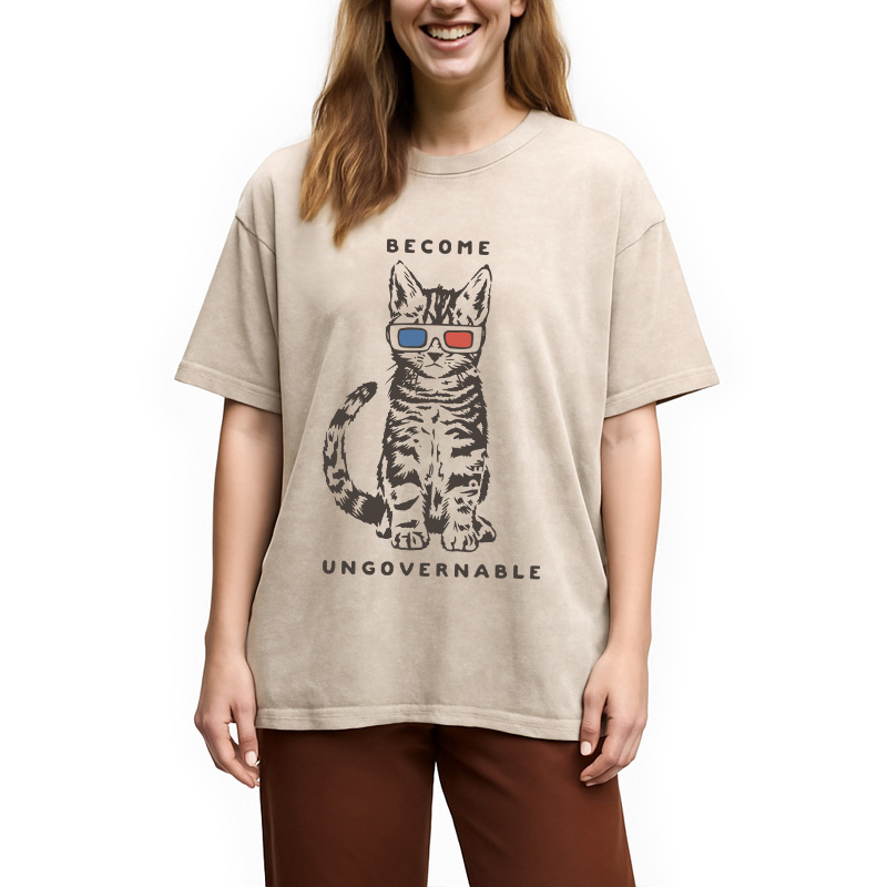 Modecanvas Become Ungovernable DTG Printing Washed T-Shirt-modecanvas